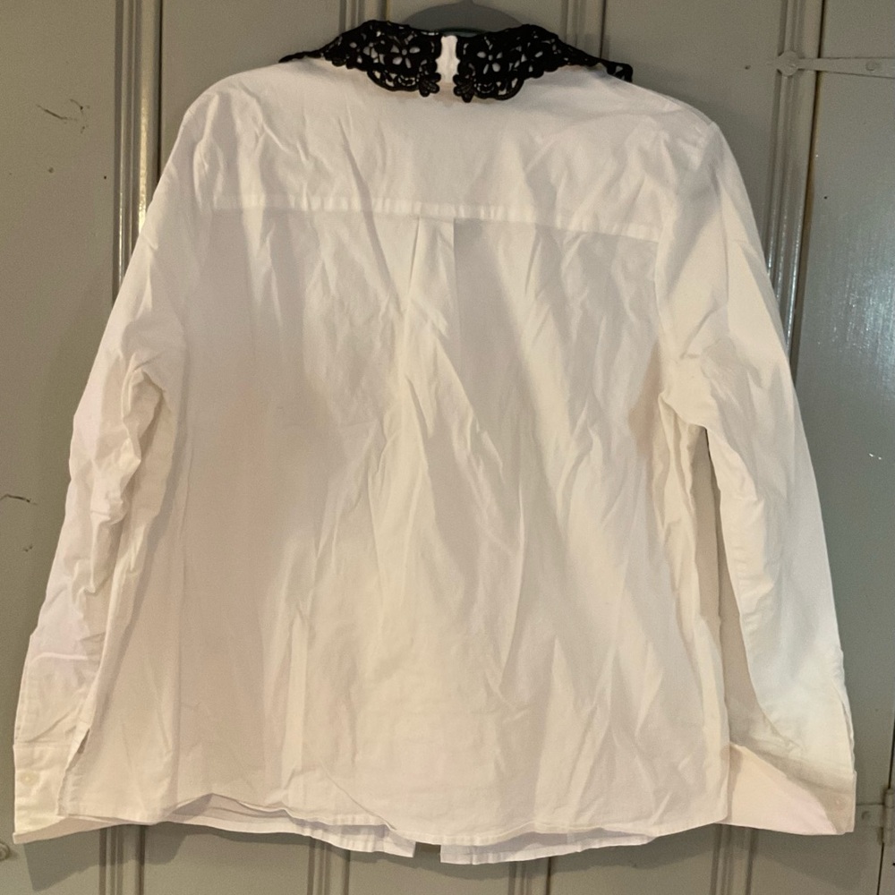 Eloquii Studio White Button Down Blouse With Blac… - image 3